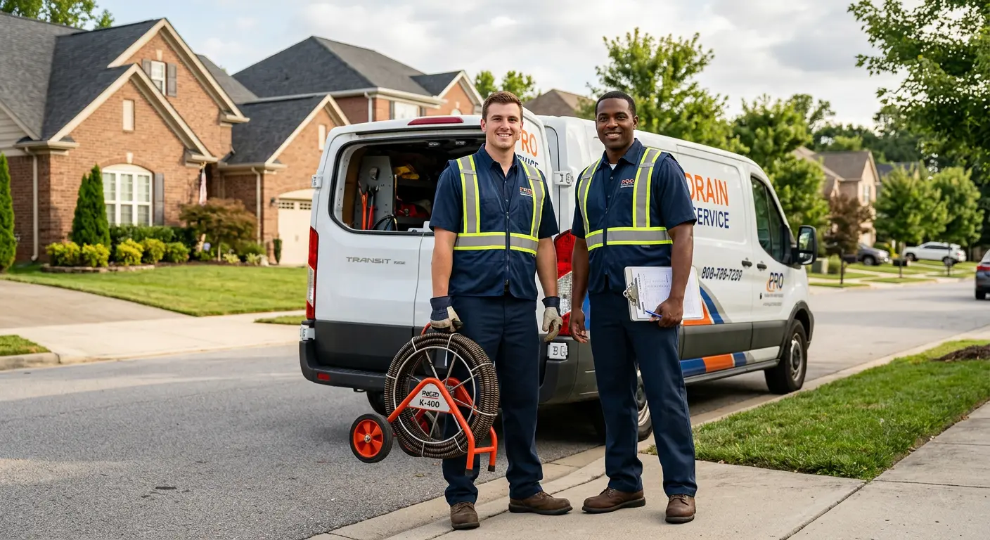 Sewer and drain service team with equipment ready for work in Jefferson City