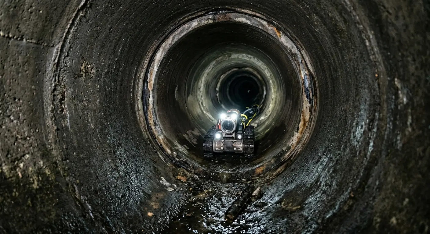 Robotic sewer camera inspecting pipe interior for Sewer Line Repair in Jefferson City